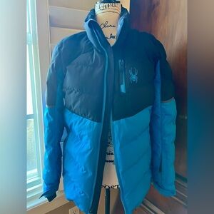 Spyder Kids Two-Tone Blue and Black Puffer Jacket